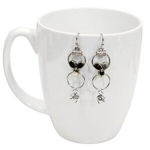 Alphabet Initial Letter Y Earrings Silver Rhinestone Charms